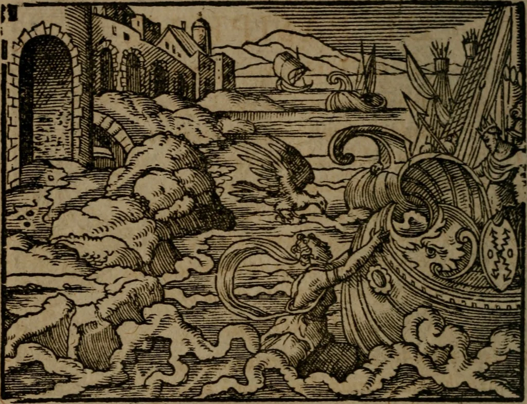 An illustration from Ori Apollinis Niliaci, De sacris Aegyptiorum notis, Aegyptiacè expressis : libri duo, iconibus illustrati, & aucti : nunc primùm in latinum ac gallicum sermonem conversi, 1574, leaf 371