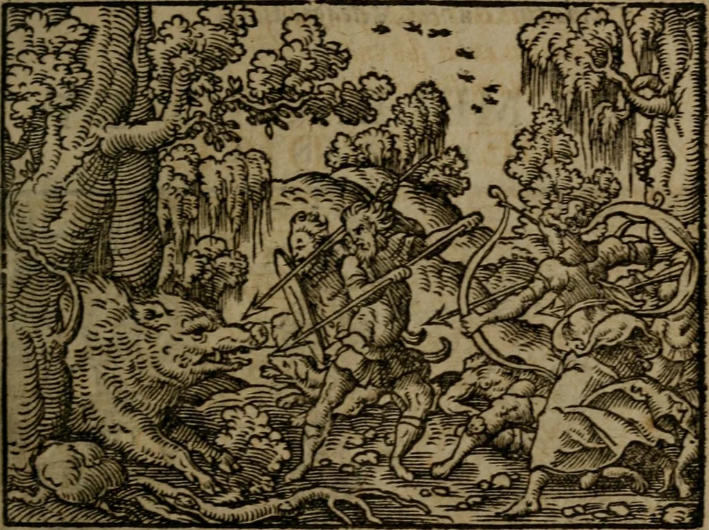 An illustration from Ori Apollinis Niliaci, De sacris Aegyptiorum notis, Aegyptiacè expressis : libri duo, iconibus illustrati, & aucti : nunc primùm in latinum ac gallicum sermonem conversi, 1574, leaf 380