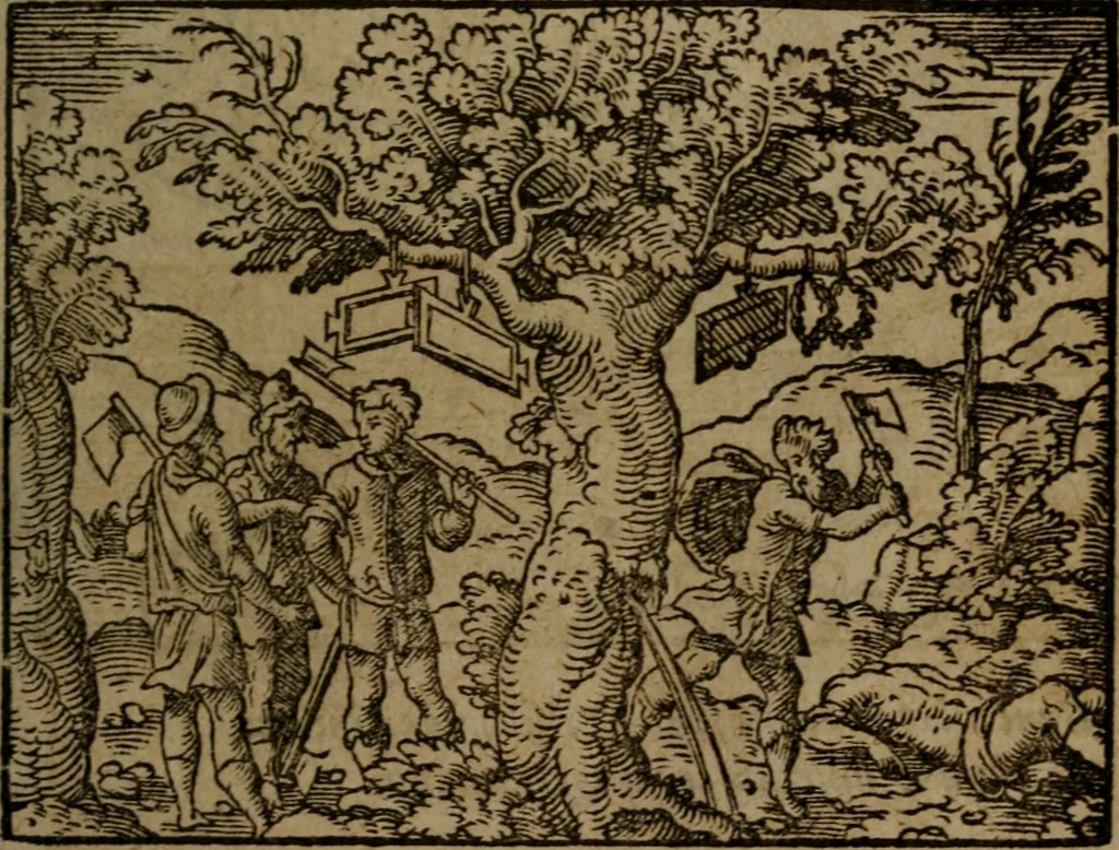 An illustration from Ori Apollinis Niliaci, De sacris Aegyptiorum notis, Aegyptiacè expressis : libri duo, iconibus illustrati, & aucti : nunc primùm in latinum ac gallicum sermonem conversi, 1574, leaf 388
