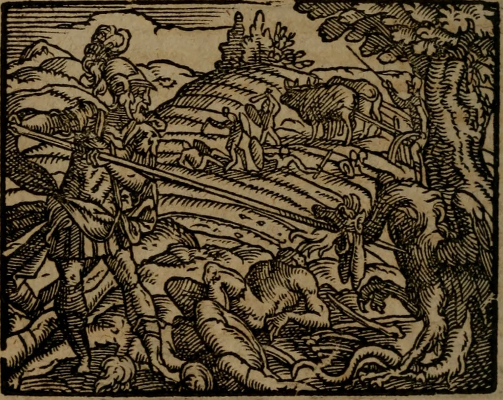 An illustration from Ori Apollinis Niliaci, De sacris Aegyptiorum notis, Aegyptiacè expressis : libri duo, iconibus illustrati, & aucti : nunc primùm in latinum ac gallicum sermonem conversi, 1574, leaf 397
