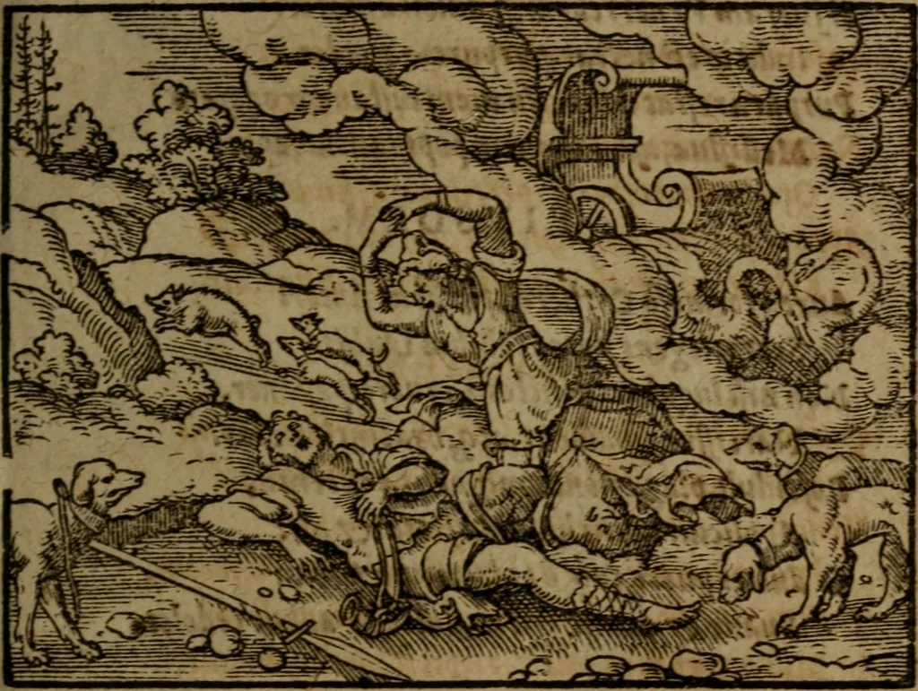 An illustration from Ori Apollinis Niliaci, De sacris Aegyptiorum notis, Aegyptiacè expressis : libri duo, iconibus illustrati, & aucti : nunc primùm in latinum ac gallicum sermonem conversi, 1574, leaf 412