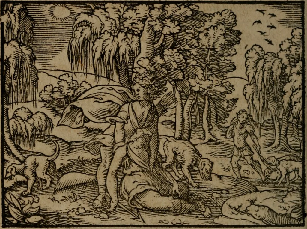 An illustration from Ori Apollinis Niliaci, De sacris Aegyptiorum notis, Aegyptiacè expressis : libri duo, iconibus illustrati, & aucti : nunc primùm in latinum ac gallicum sermonem conversi, 1574, leaf 415