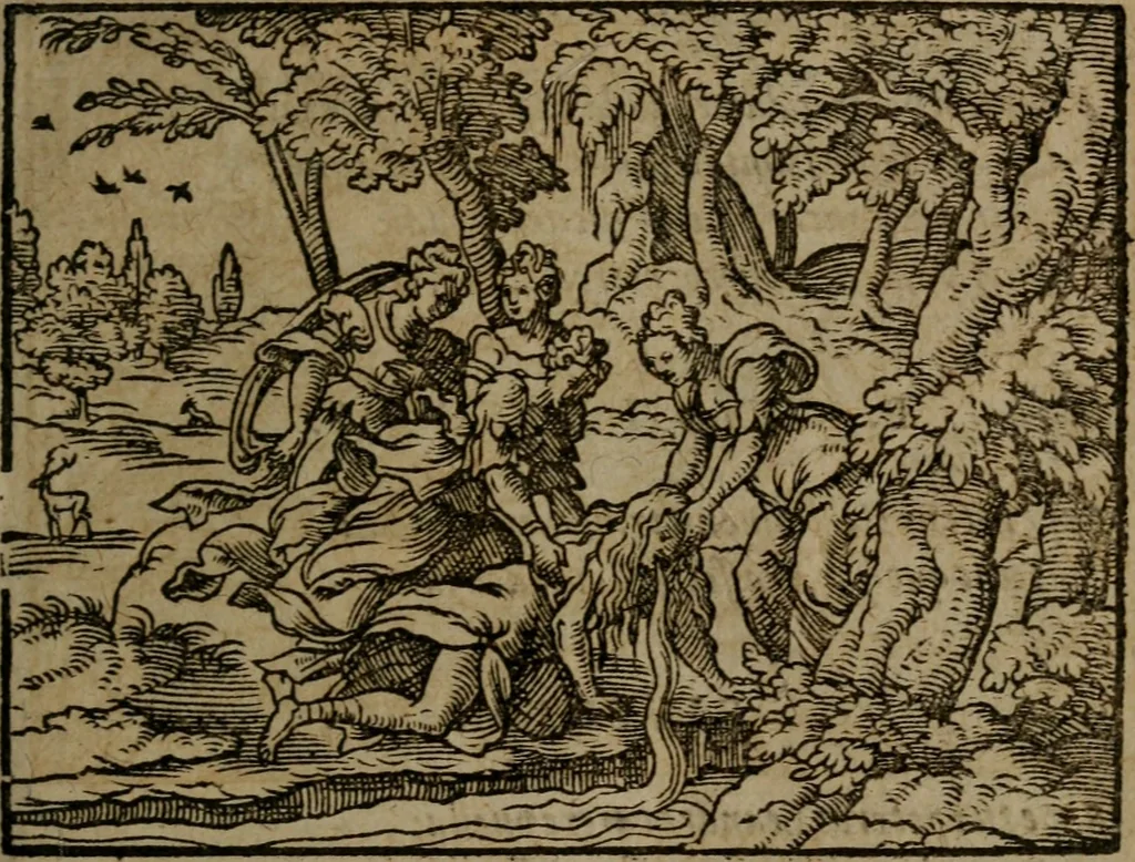 An illustration from Ori Apollinis Niliaci, De sacris Aegyptiorum notis, Aegyptiacè expressis : libri duo, iconibus illustrati, & aucti : nunc primùm in latinum ac gallicum sermonem conversi, 1574, leaf 424