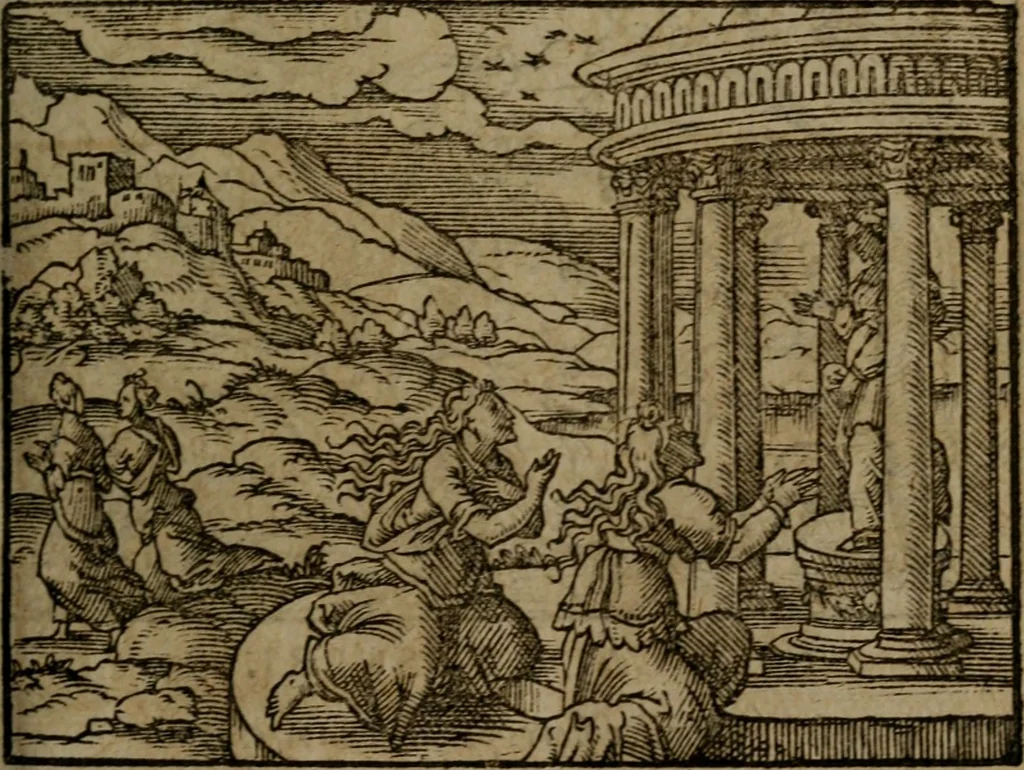 An illustration from Ori Apollinis Niliaci, De sacris Aegyptiorum notis, Aegyptiacè expressis : libri duo, iconibus illustrati, & aucti : nunc primùm in latinum ac gallicum sermonem conversi, 1574, leaf 428