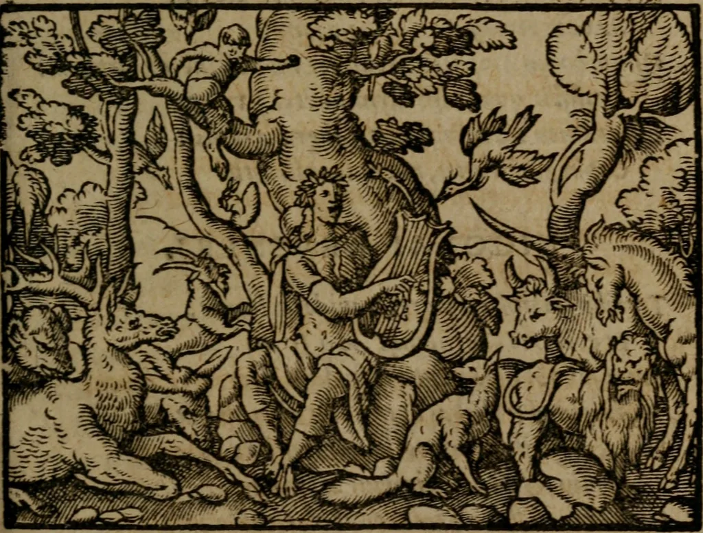 An illustration from Ori Apollinis Niliaci, De sacris Aegyptiorum notis, Aegyptiacè expressis : libri duo, iconibus illustrati, & aucti : nunc primùm in latinum ac gallicum sermonem conversi, 1574, leaf 432