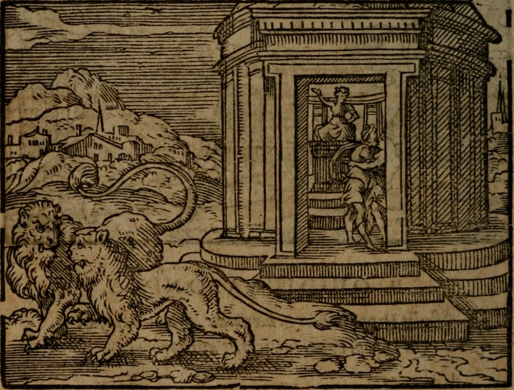 An illustration from Ori Apollinis Niliaci, De sacris Aegyptiorum notis, Aegyptiacè expressis : libri duo, iconibus illustrati, & aucti : nunc primùm in latinum ac gallicum sermonem conversi, 1574, leaf 449