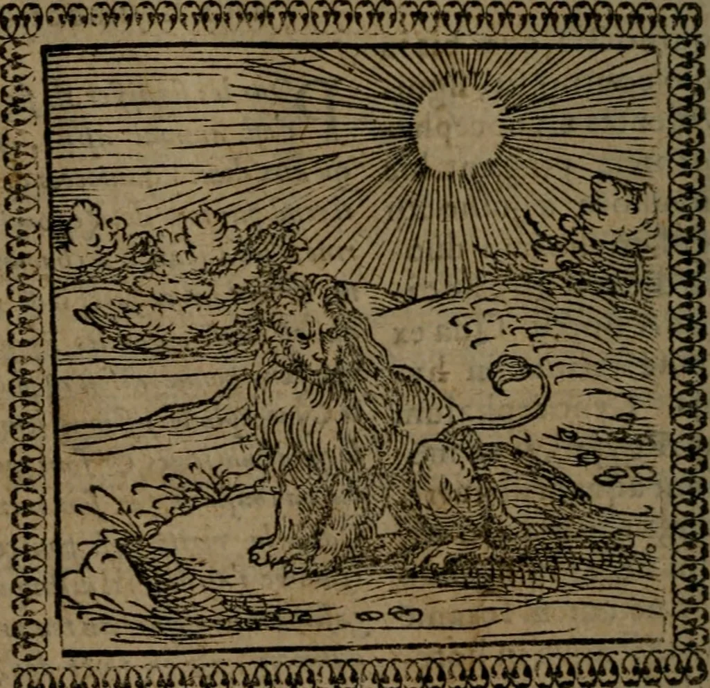 An illustration from Ori Apollinis Niliaci, De sacris Aegyptiorum notis, Aegyptiacè expressis : libri duo, iconibus illustrati, & aucti : nunc primùm in latinum ac gallicum sermonem conversi, 1574, leaf 45