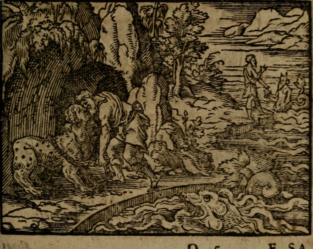 An illustration from Ori Apollinis Niliaci, De sacris Aegyptiorum notis, Aegyptiacè expressis : libri duo, iconibus illustrati, & aucti : nunc primùm in latinum ac gallicum sermonem conversi, 1574, leaf 454