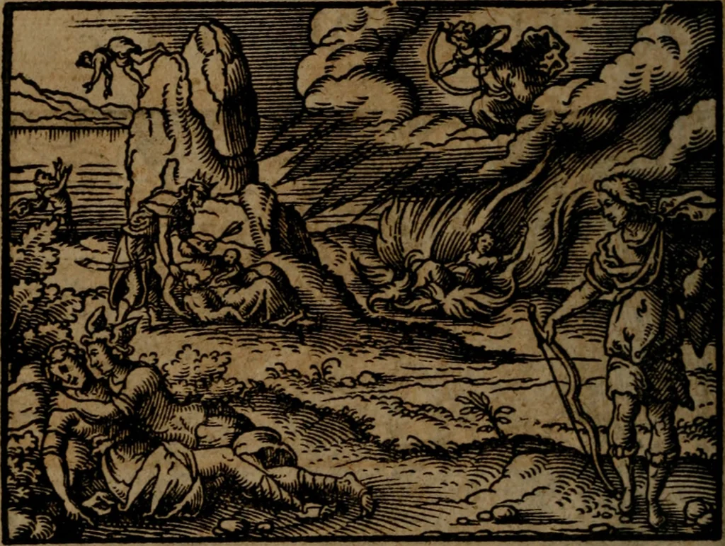 An illustration from Ori Apollinis Niliaci, De sacris Aegyptiorum notis, Aegyptiacè expressis : libri duo, iconibus illustrati, & aucti : nunc primùm in latinum ac gallicum sermonem conversi, 1574, leaf 455