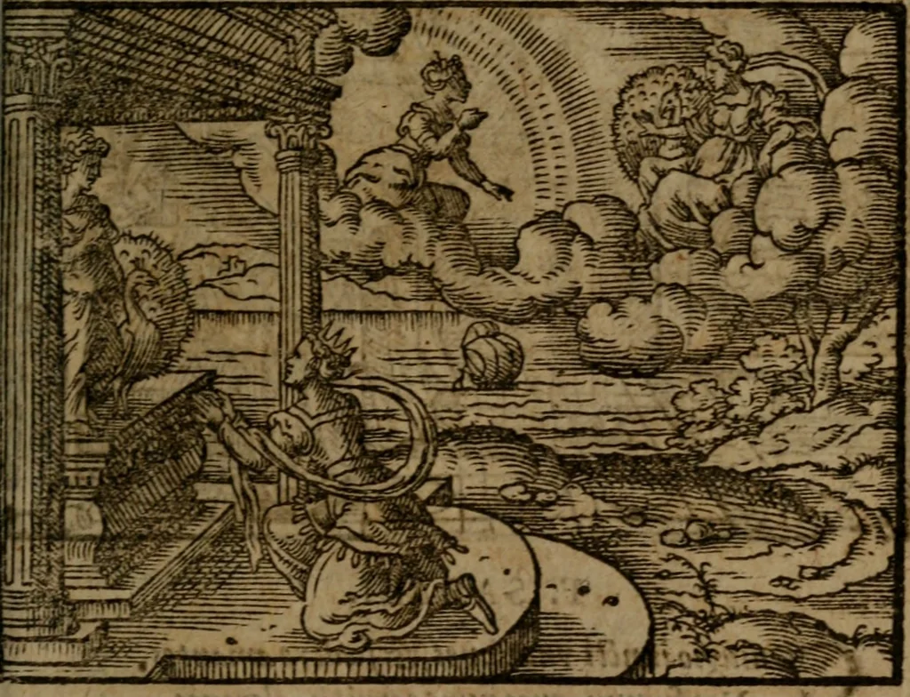 An illustration from Ori Apollinis Niliaci, De sacris Aegyptiorum notis, Aegyptiacè expressis : libri duo, iconibus illustrati, & aucti : nunc primùm in latinum ac gallicum sermonem conversi, 1574, leaf 458