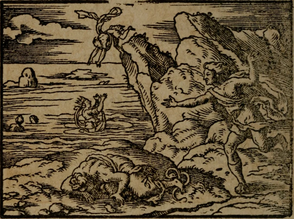 An illustration from Ori Apollinis Niliaci, De sacris Aegyptiorum notis, Aegyptiacè expressis : libri duo, iconibus illustrati, & aucti : nunc primùm in latinum ac gallicum sermonem conversi, 1574, leaf 463