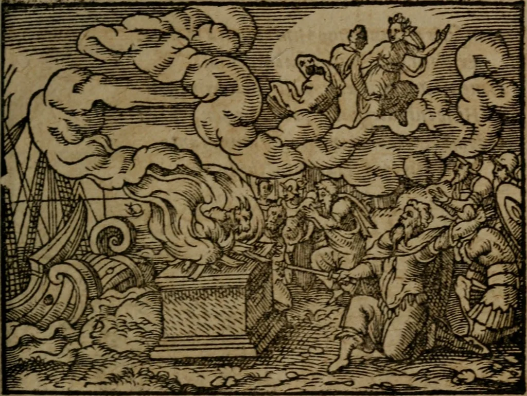 An illustration from Ori Apollinis Niliaci, De sacris Aegyptiorum notis, Aegyptiacè expressis : libri duo, iconibus illustrati, & aucti : nunc primùm in latinum ac gallicum sermonem conversi, 1574, leaf 464