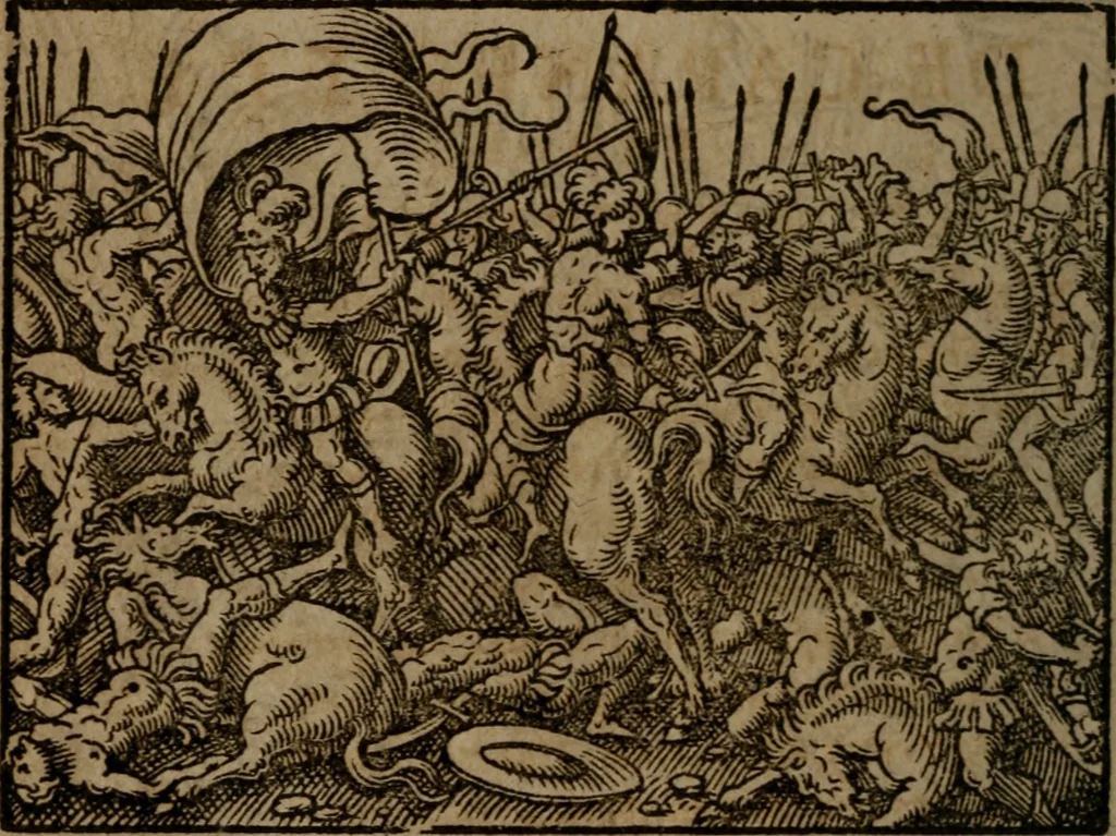 An illustration from Ori Apollinis Niliaci, De sacris Aegyptiorum notis, Aegyptiacè expressis : libri duo, iconibus illustrati, & aucti : nunc primùm in latinum ac gallicum sermonem conversi, 1574, leaf 467