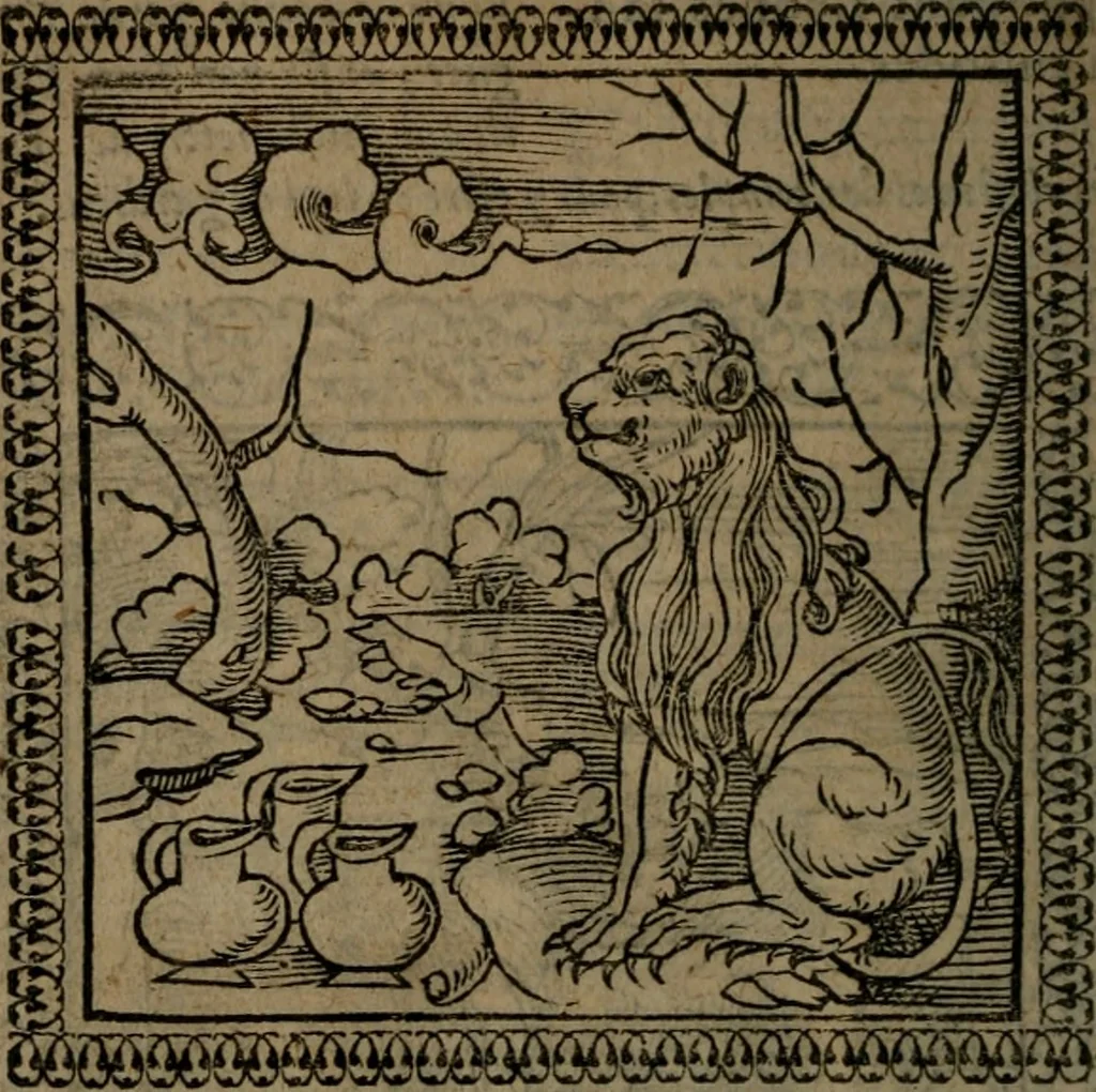 An illustration from Ori Apollinis Niliaci, De sacris Aegyptiorum notis, Aegyptiacè expressis : libri duo, iconibus illustrati, & aucti : nunc primùm in latinum ac gallicum sermonem conversi, 1574, leaf 49