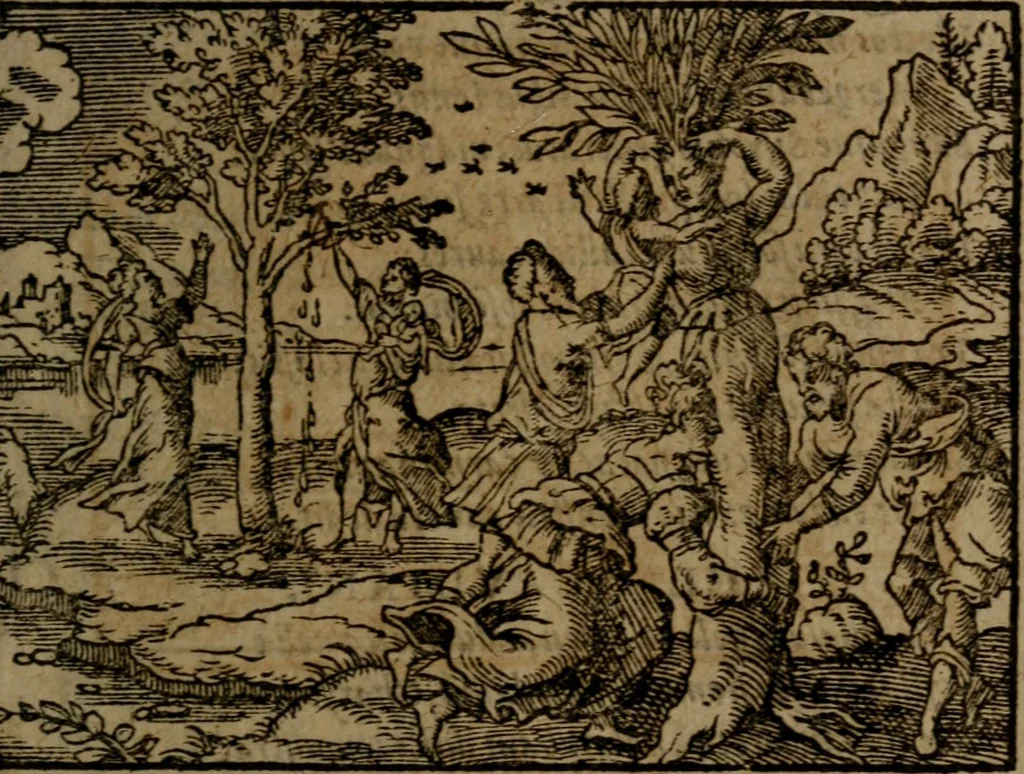An illustration from Ori Apollinis Niliaci, De sacris Aegyptiorum notis, Aegyptiacè expressis : libri duo, iconibus illustrati, & aucti : nunc primùm in latinum ac gallicum sermonem conversi, 1574, leaf 504
