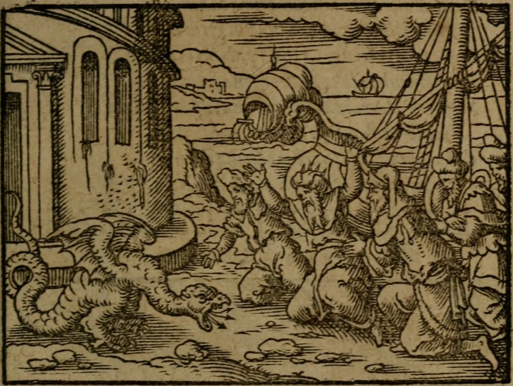 An illustration from Ori Apollinis Niliaci, De sacris Aegyptiorum notis, Aegyptiacè expressis : libri duo, iconibus illustrati, & aucti : nunc primùm in latinum ac gallicum sermonem conversi, 1574, leaf 524