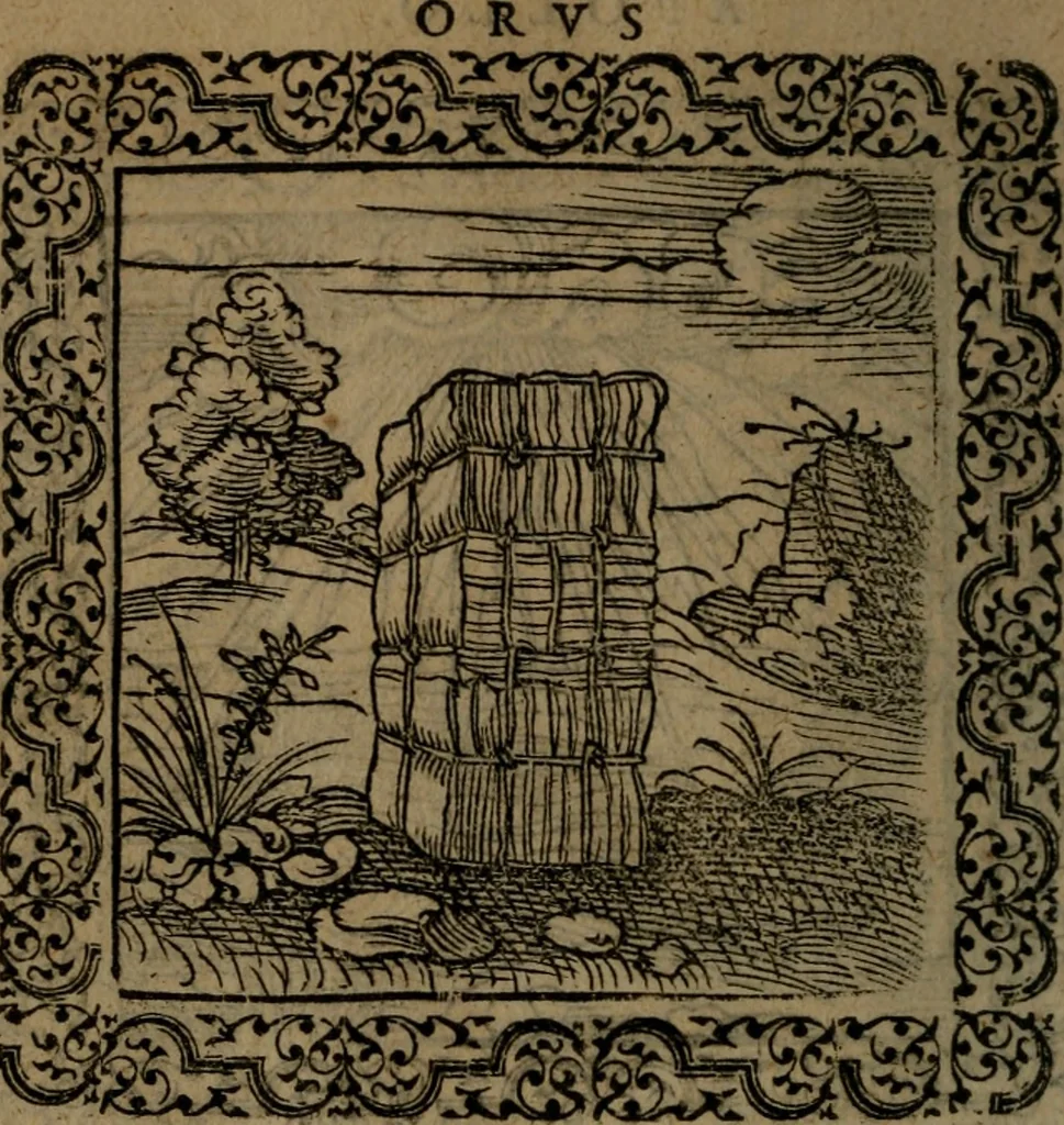 An illustration from Ori Apollinis Niliaci, De sacris Aegyptiorum notis, Aegyptiacè expressis : libri duo, iconibus illustrati, & aucti : nunc primùm in latinum ac gallicum sermonem conversi, 1574, leaf 57