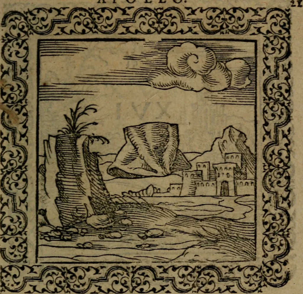 An illustration from Ori Apollinis Niliaci, De sacris Aegyptiorum notis, Aegyptiacè expressis : libri duo, iconibus illustrati, & aucti : nunc primùm in latinum ac gallicum sermonem conversi, 1574, leaf 58
