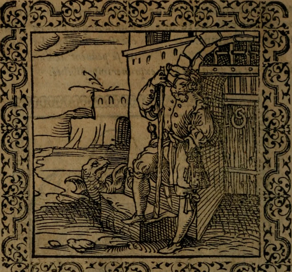 An illustration from Ori Apollinis Niliaci, De sacris Aegyptiorum notis, Aegyptiacè expressis : libri duo, iconibus illustrati, & aucti : nunc primùm in latinum ac gallicum sermonem conversi, 1574, leaf 91