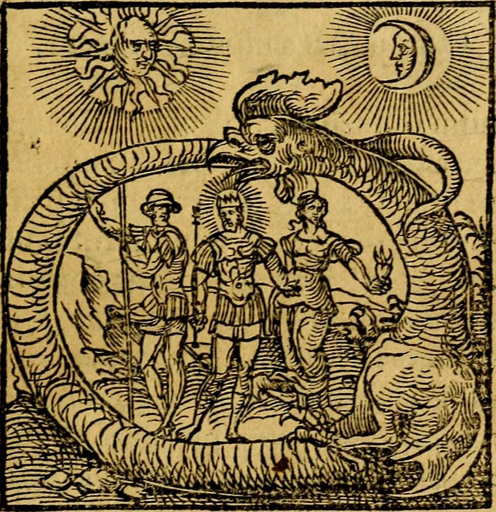 An illustration from Ori Apollonis Niliaci, de sacris notis & sculpturis libri duo, vbi ad fidem vetudti codicis manu scripti restituta sunt loca permulta, corrupta ante ac deplorata, 1551, leaf 28