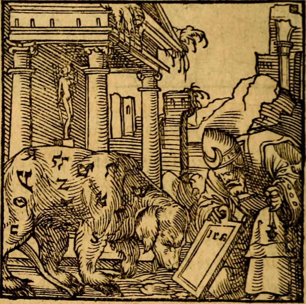 An illustration from Ori Apollonis Niliaci, de sacris notis & sculpturis libri duo, vbi ad fidem vetudti codicis manu scripti restituta sunt loca permulta, corrupta ante ac deplorata, 1551, leaf 53