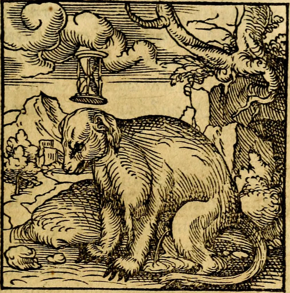 An illustration from Ori Apollonis Niliaci, de sacris notis & sculpturis libri duo, vbi ad fidem vetudti codicis manu scripti restituta sunt loca permulta, corrupta ante ac deplorata, 1551, leaf 58
