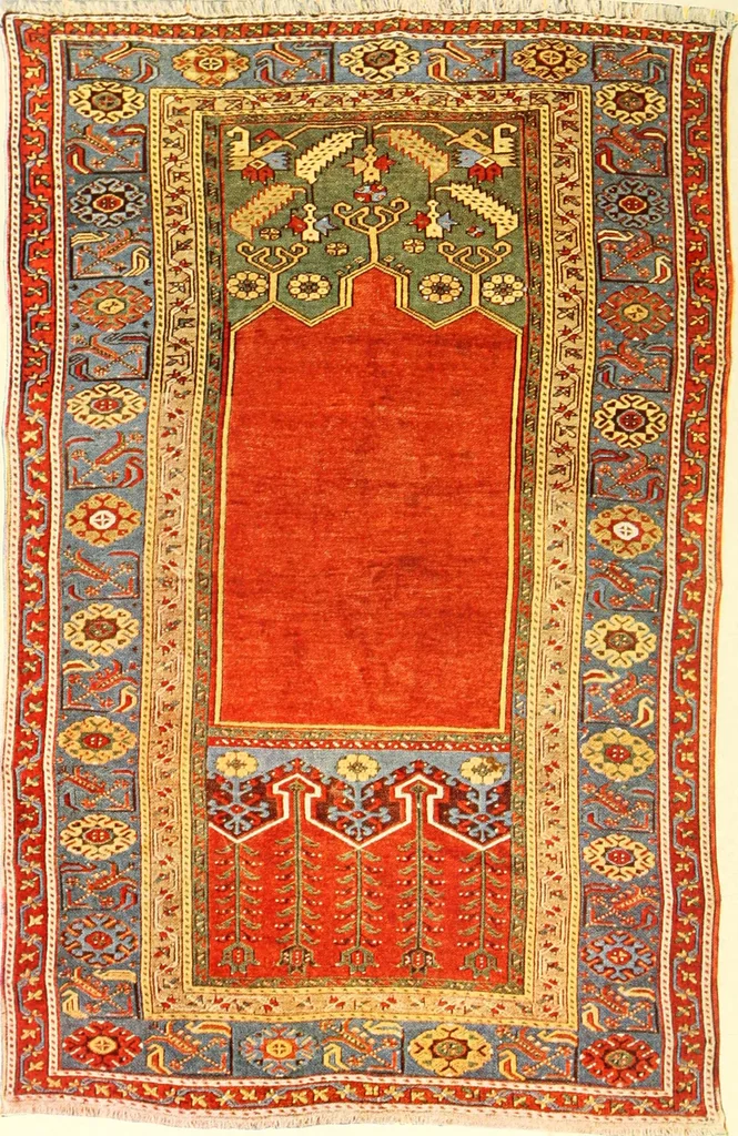 An illustration from The oriental rug; a monograph on eastern rugs and carpets, saddle-bags, mats & pillows, with a consideration of kinds and classes, types borders, figures, dyes, symbols, etc., together with some practical advice to collectors, 1909, leaf 7