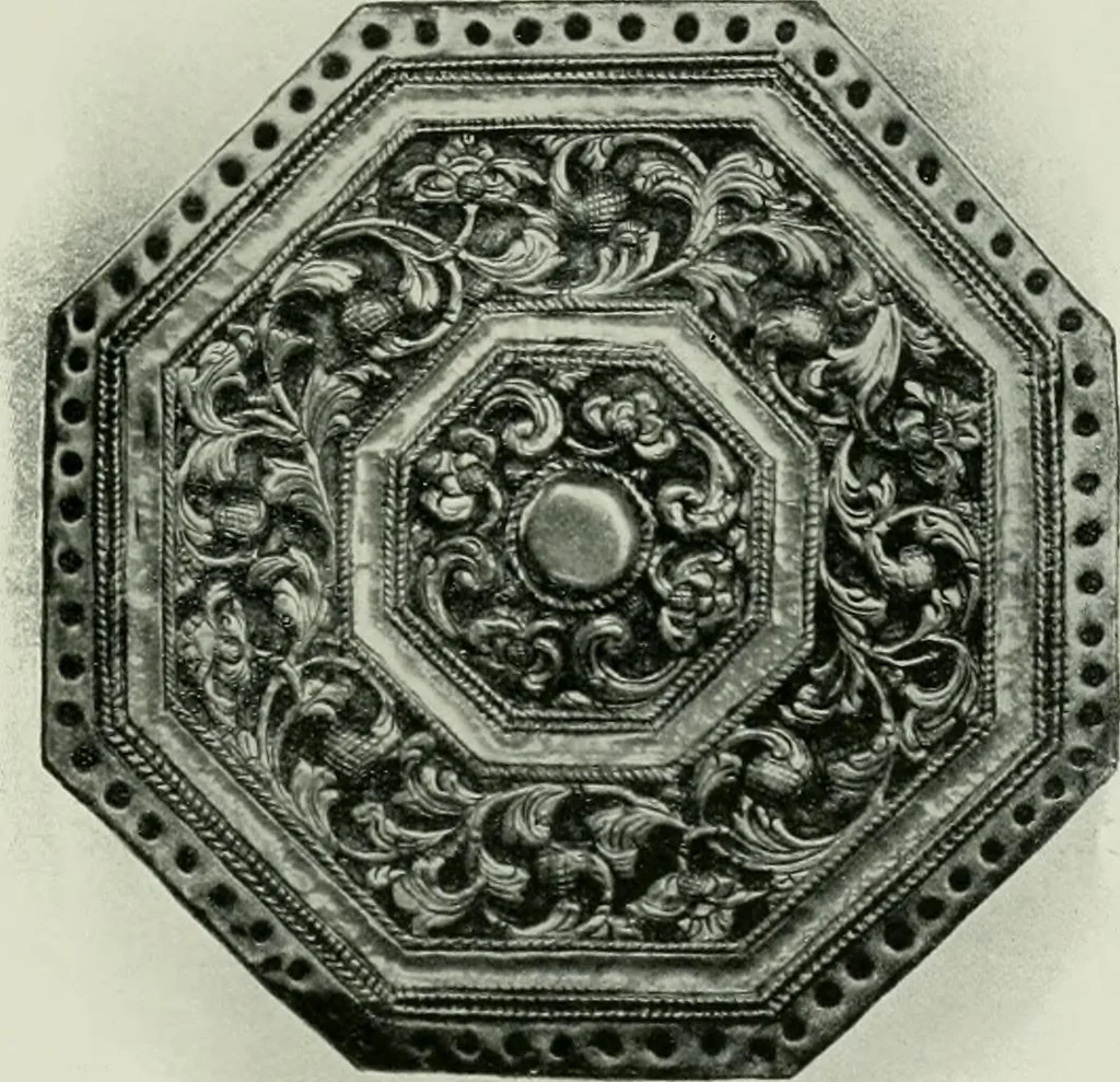 An illustration from Oriental silverwork, Malay and Chinese, with over 250 original illustrations; a handbook for connoisseurs, collectors, students and silversmiths, 1910, leaf 184