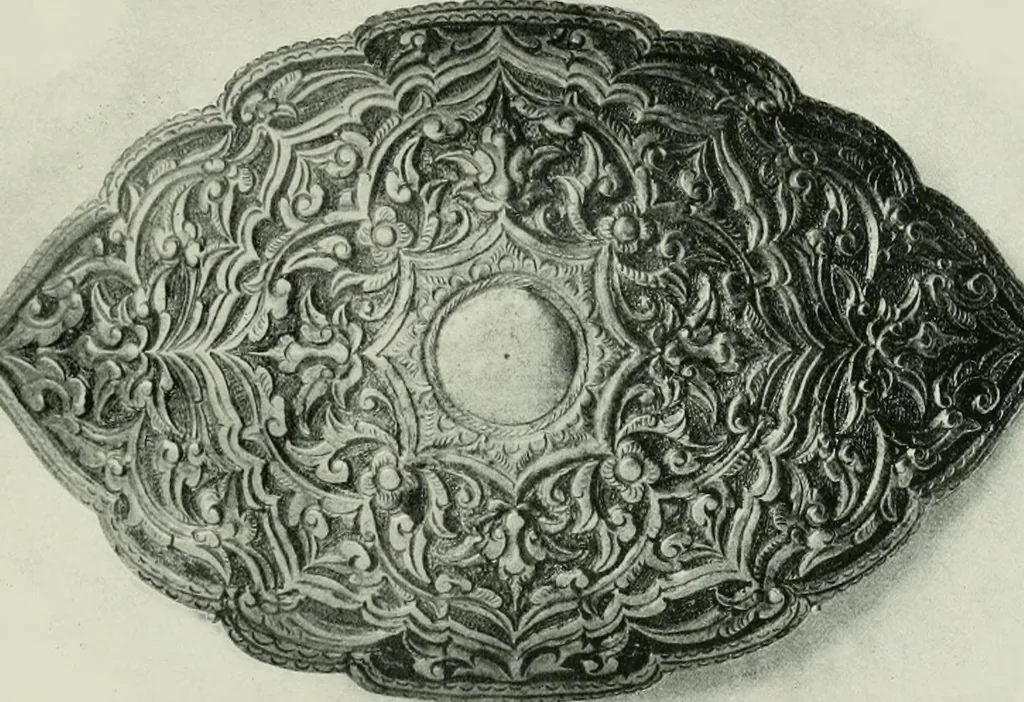 An illustration from Oriental silverwork, Malay and Chinese, with over 250 original illustrations; a handbook for connoisseurs, collectors, students and silversmiths, 1910, leaf 214