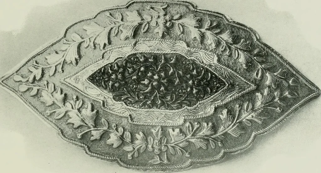 An illustration from Oriental silverwork, Malay and Chinese, with over 250 original illustrations; a handbook for connoisseurs, collectors, students and silversmiths, 1910, leaf 224