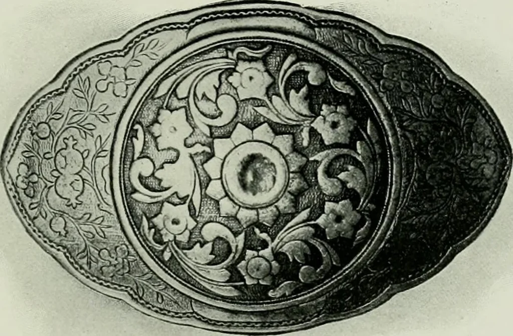 An illustration from Oriental silverwork, Malay and Chinese, with over 250 original illustrations; a handbook for connoisseurs, collectors, students and silversmiths, 1910, leaf 226