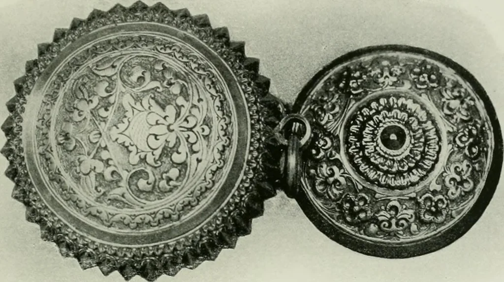 An illustration from Oriental silverwork, Malay and Chinese, with over 250 original illustrations; a handbook for connoisseurs, collectors, students and silversmiths, 1910, leaf 44