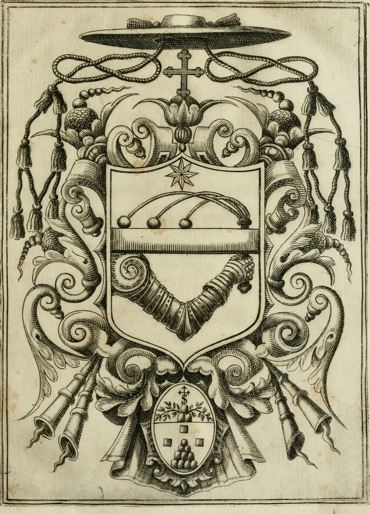 An illustration from Origine del tempio dedicato in Roma alla Vergine Madre di Dio Maria, presso alla Porta Flaminia, detto hoggi del popolo : diuisa in sei gionate, 1646, leaf 22
