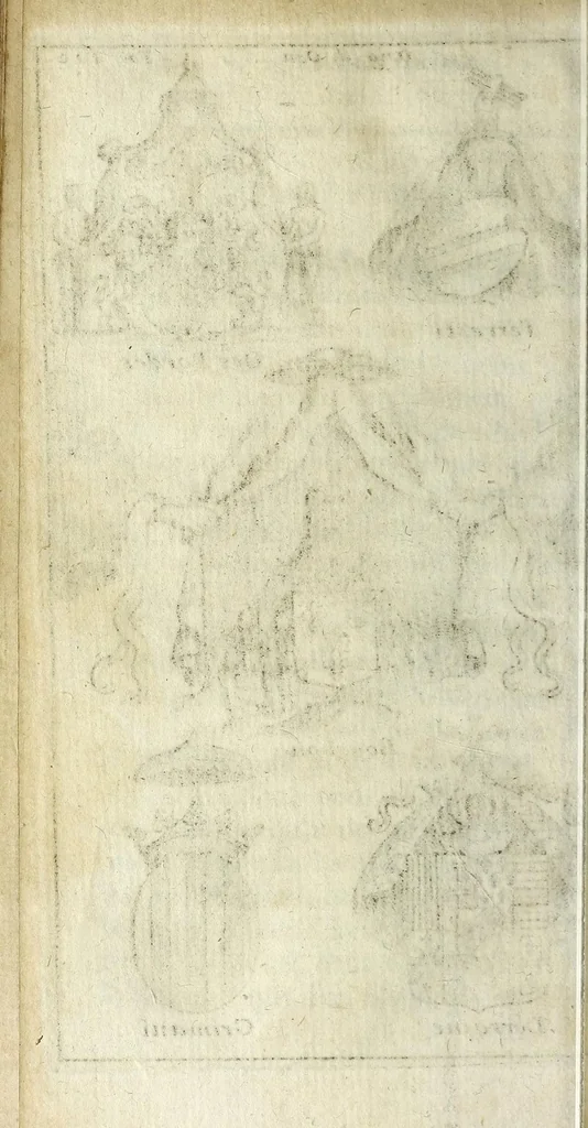 An illustration from Origine des ornemens des armoiries, 1680, leaf 148