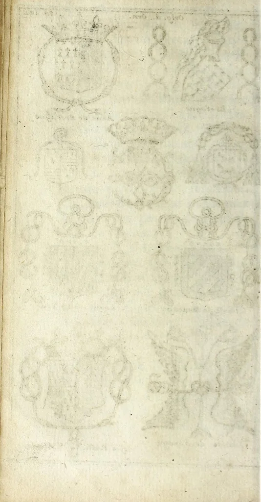An illustration from Origine des ornemens des armoiries, 1680, leaf 192