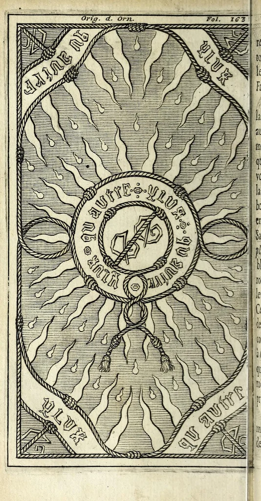 An illustration from Origine des ornemens des armoiries, 1680, leaf 194