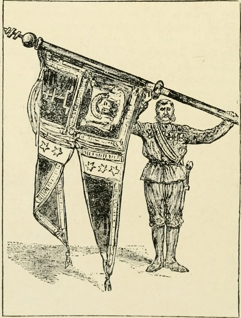 An illustration from Origin and history of the American flag and of the naval and yacht-club signals, seals and arms, and principal national songs of the United States, with a chronicle of the symbols, standards, banners, and flags of ancient and modern nations, 1917, leaf 127