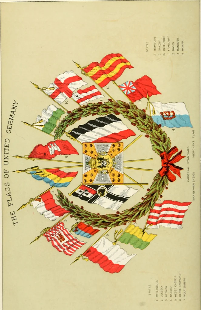 An illustration from Origin and history of the American flag and of the naval and yacht-club signals, seals and arms, and principal national songs of the United States, with a chronicle of the symbols, standards, banners, and flags of ancient and modern nations, 1917, leaf 133