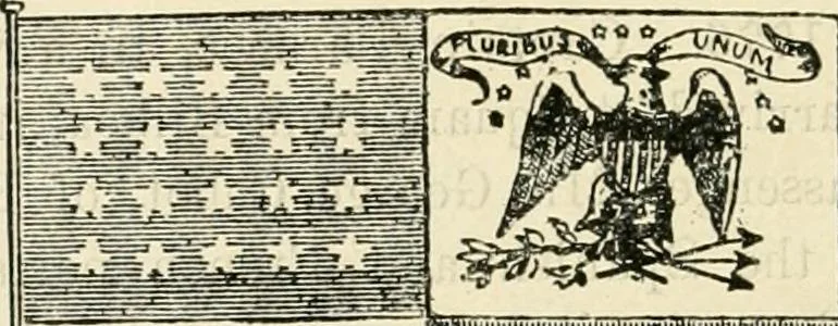 An illustration from Origin and history of the American flag and of the naval and yacht-club signals, seals and arms, and principal national songs of the United States, with a chronicle of the symbols, standards, banners, and flags of ancient and modern nations, 1917, leaf 285
