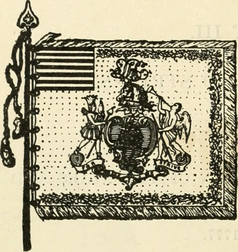 An illustration from Origin and history of the American flag and of the naval and yacht-club signals, seals and arms, and principal national songs of the United States, with a chronicle of the symbols, standards, banners, and flags of ancient and modern nations, 1917, leaf 289