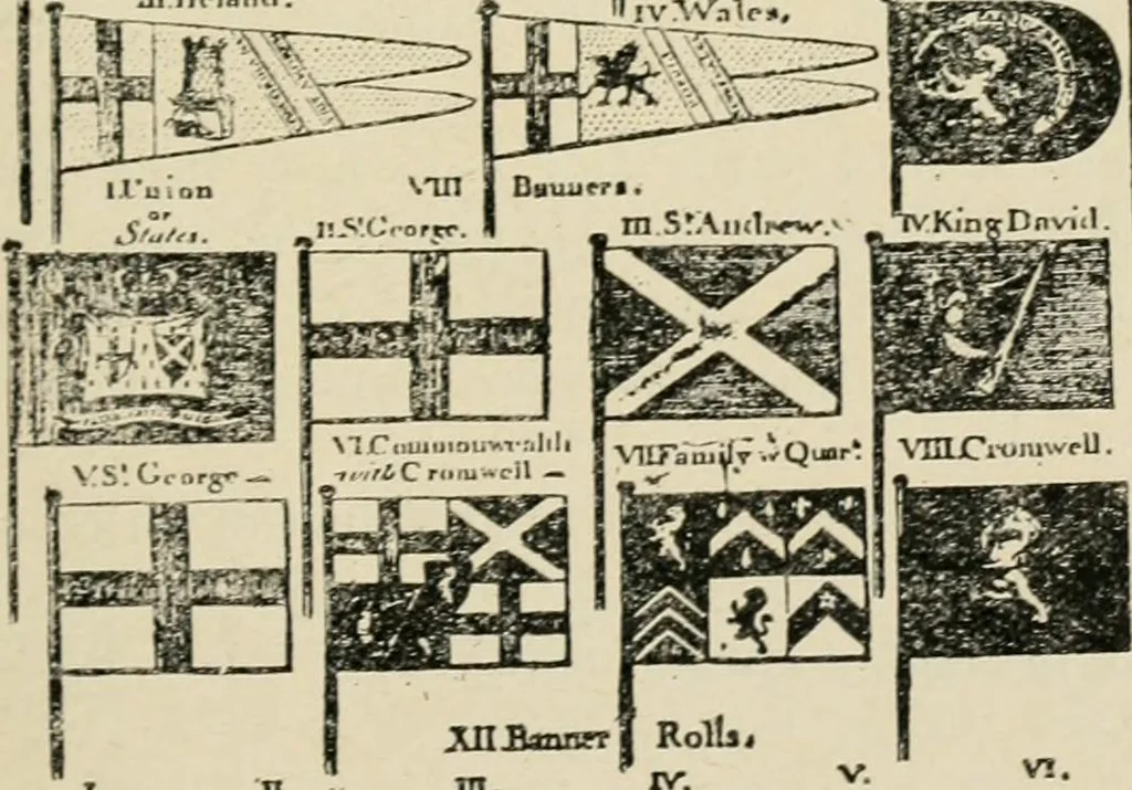 An illustration from Origin and history of the American flag and of the naval and yacht-club signals, seals and arms, and principal national songs of the United States, with a chronicle of the symbols, standards, banners, and flags of ancient and modern nations, 1917, leaf 48