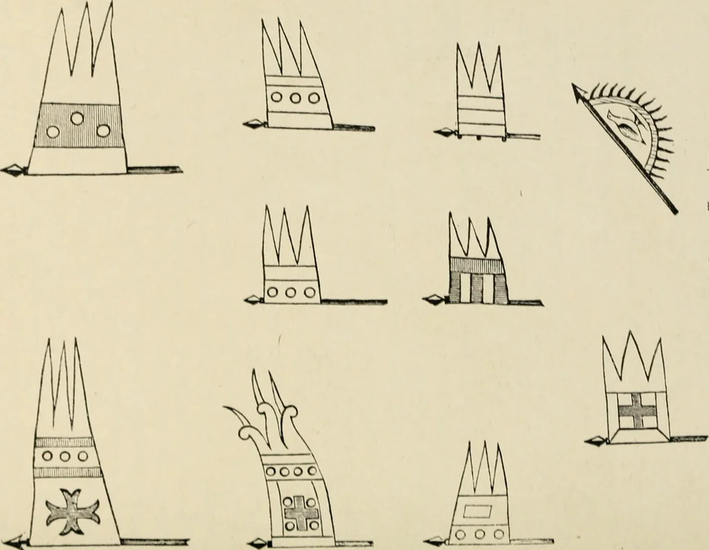 An illustration from Origin and history of the American flag and of the naval and yacht-club signals, seals and arms, and principal national songs of the United States, with a chronicle of the symbols, standards, banners, and flags of ancient and modern nations, 1917, leaf 52