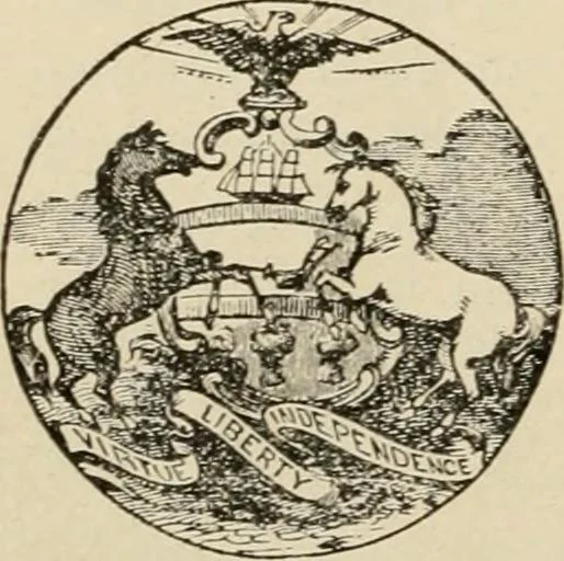 An illustration from Origin and history of the American flag and of the naval and yacht-club signals, seals and arms, and principal national songs of the United States, with a chronicle of the symbols, standards, banners, and flags of ancient and modern nations, 1917, leaf 237
