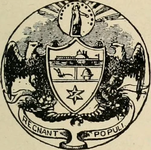 An illustration from Origin and history of the American flag and of the naval and yacht-club signals, seals and arms, and principal national songs of the United States, with a chronicle of the symbols, standards, banners, and flags of ancient and modern nations, 1917, leaf 256