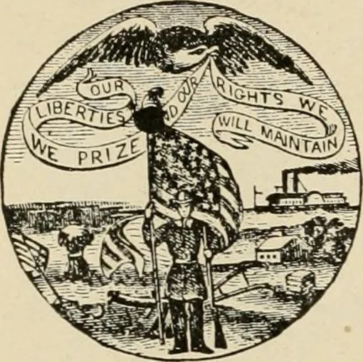 An illustration from Origin and history of the American flag and of the naval and yacht-club signals, seals and arms, and principal national songs of the United States, with a chronicle of the symbols, standards, banners, and flags of ancient and modern nations, 1917, leaf 265