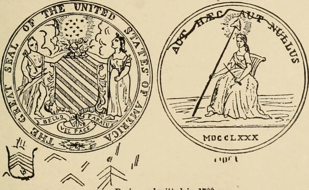 An illustration from Origin and history of the American flag and of the naval and yacht-club signals, seals and arms, and principal national songs of the United States, with a chronicle of the symbols, standards, banners, and flags of ancient and modern nations, 1917, leaf 310