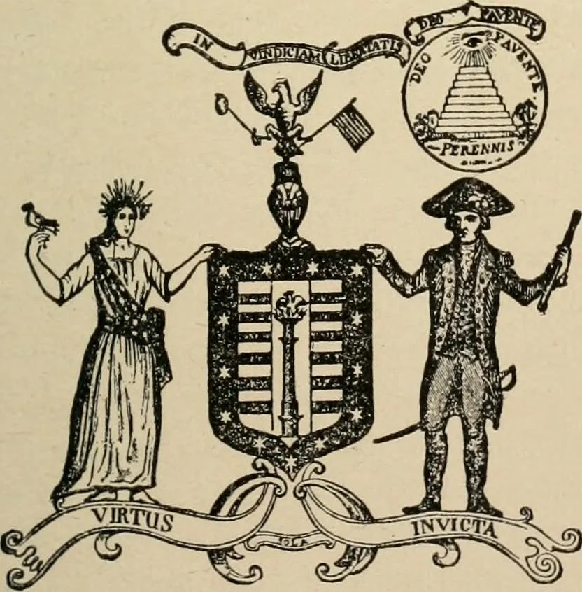 An illustration from Origin and history of the American flag and of the naval and yacht-club signals, seals and arms, and principal national songs of the United States, with a chronicle of the symbols, standards, banners, and flags of ancient and modern nations, 1917, leaf 310