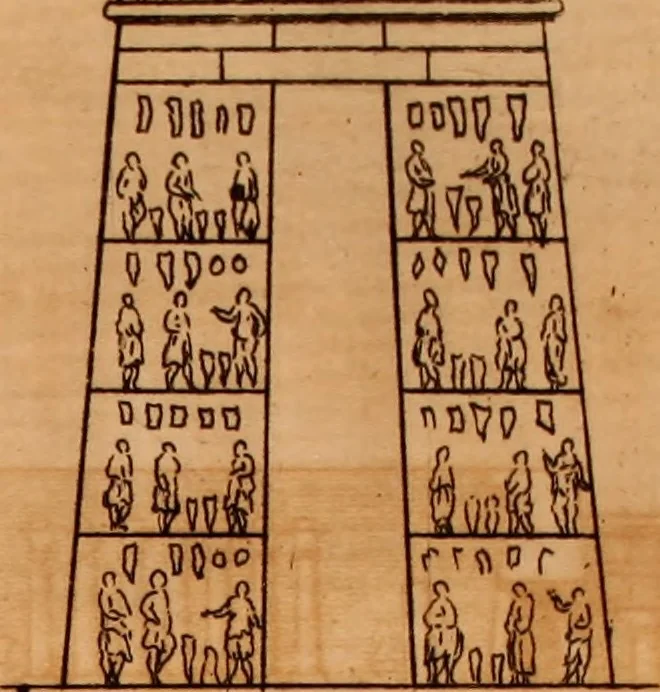 An illustration from The origin of laws, arts, and sciences, and their progress among the most ancient nations, 1775, leaf 92