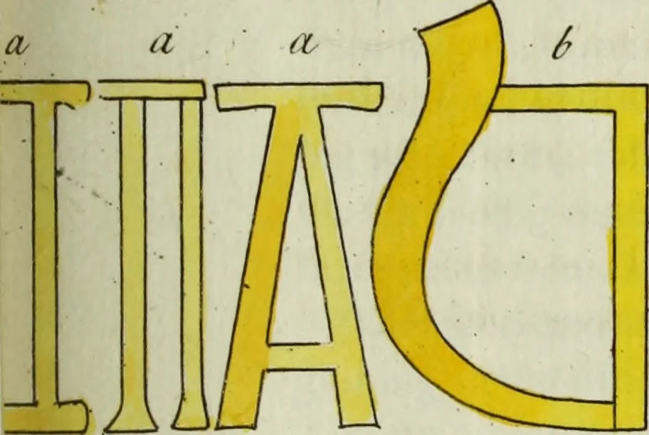 An illustration from The origin and progress of writing, as well hieroglyphic as elementary, illustrated by engravings taken from marbles, manuscripts and charters, ancient and modern : also some account of the origin and progress of printing, 1784, leaf 164