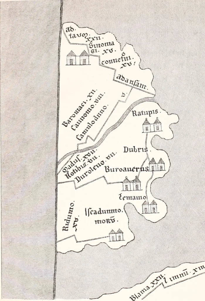 An illustration from Origins of English history, 1882, leaf 494